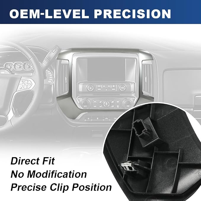 PIT66 Dash Bezel Panel Trim Fit Chevy Silverado GMC Sierra 2014-2020 | Dash Center Control Bezel Panel Fit Chevy Silverado GMC Sierra 1500 2014-2019/Fit Silverado Sierra 2500HD 3500HD 2014-2020