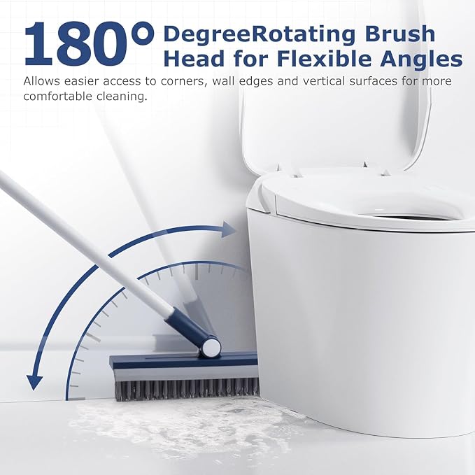 IVYROLL Grout Brush with Long Handle, Grout Cleaner Brush for Tile Floors, Stiff Bristles for Crevice, Tile Line, Shower, Kitchen, Bathroom
