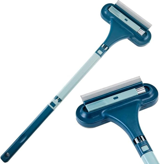 3-in-1 Window Screen Cleaner with Squeegee and Pet Hair Remover, Window Screen Cleaning Brush for Couch, Mesh and Multi-Use Crevice Tool for Patio and Porch Screens (Blue)