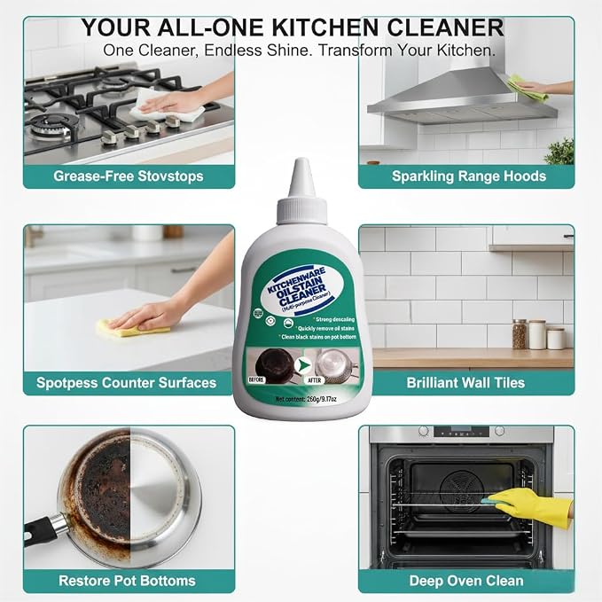 Kitchenware Oil Stain Cleaner, Multi-purpose Kitchen Cleaner, Pot Bottom Black Stain Cleaner, Pan Bottom Cleaning Paste,Powerful Kitchenware Cleaner, Oil Stain Remover (150, Grams)