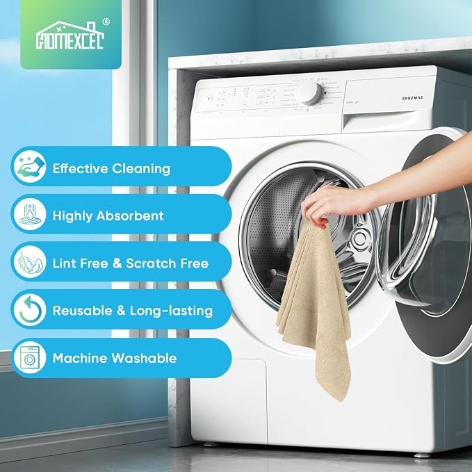 HOMEXCEL Brown Microfiber Cleaning Cloths, 20 Pack Cleaning Rags - Lint Free & Scratch-Free Microfiber Towels for Cars, House & Kitchen, Absorbent Cleaning Towels, 11.5 x 11.5 Inch