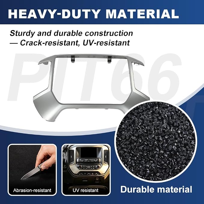 PIT66 Dash Bezel Panel Trim Fit Chevy Silverado GMC Sierra 2014-2020 | Dash Center Control Bezel Panel Fit Chevy Silverado GMC Sierra 1500 2014-2019/Fit Silverado Sierra 2500HD 3500HD 2014-2020