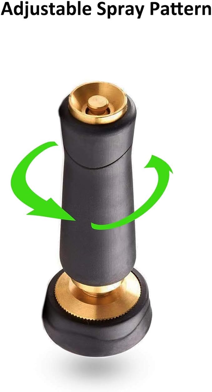 Brass Hose Nozzle, Adjustable Twist hose Sprayer, High Pressure Hose Nozzle with On-Off Valve, Leakproof Operation 3/4" Connector, Jet Sweeper Nozzle for Patio and Pet, Car Washing, 3 Pack