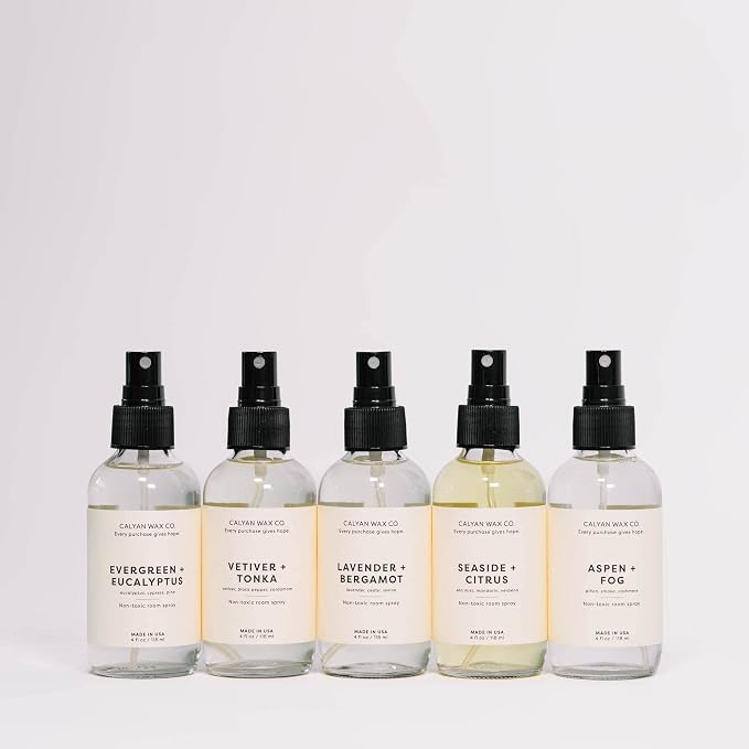 Calyan Wax Co. Vetiver & Tonka Room Spray - Natural Room Deodorizer | Long Lasting Clean Air Freshener - Room Spray for Luxurious Home Fragrance - Bedroom, Bathroom & Car Spray - 4 fl oz