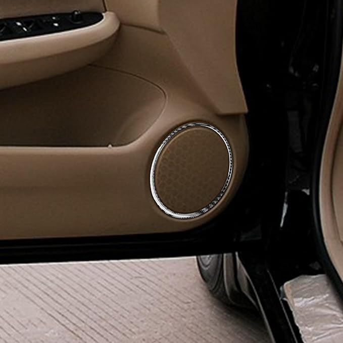 Real Carbon Fiber Trim for Honda Accord Accessories | for 2003 2004 2005 2006 2007，Door Audio Speaker Panel Ring Horn Frame Cover，Interior Dash Panel，Thick Overlay Sticker Decal
