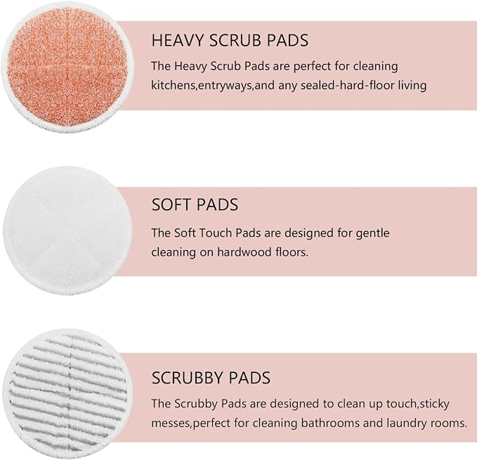Spinwave Mop Pads Fit for Bissell Spinwave 20399 23157 23159 2039A 2124A 20393 2039T 2039W 20391 20395 2307 2315A Heavy Soft Scrubby Pads for Hardwood Floor Cleaning Replacement Pads(12Pack)