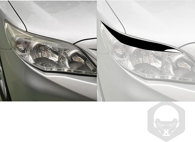 Glossy Bright Piano Black Car Headlight Eyebrow Headlamp Eyelid Decorative Strip Cover Sticker Exterior Trim Compatible with Toyota Corolla 2009 2010 2011 2012 2013 Auto Trim Accessories