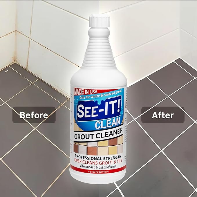 SEE-IT! Grout & Tile Deep Cleaner Brightener & Heavy-Duty Stain Remover Acid-Free Safe for Ceramic, Porcelain, Marble, Stone - 32 fl. oz.