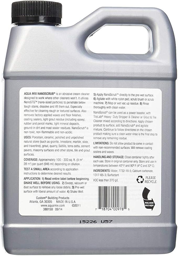 Aqua Mix Nanoscrub Powerful Abrasive Cleaner Quart 32 oz