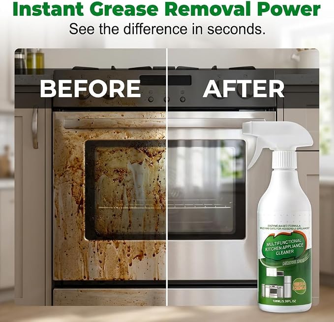 Multi-Purpose Enzyme Cleaner for Kitchen, 2026 Foam Cleaner Degreaser with Triple Enzyme Formula, PH Neutral Kitchen Appliance Cleaner for Stove Oven & Auto, Free Towel & Sponge (3set, 100ML)