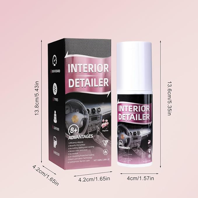 Car Interior Cleaner Spray,Polishing Cleaner-All Purpose Polishing Detailer for Dashboard, Leather, Plastic & Rubber-Advanced Plastic Clarify & Anti-Dust Formula for Auto Detailing(2 Pack)