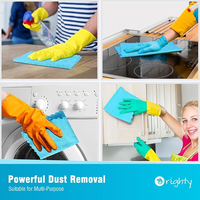 Orighty Microfiber Cleaning Cloth 5 Pack, Blue Cleaning Rags 12x11 inch | Microfiber Towels for Cars, Highly Absorbent Household Cleaning Supplies, Reusable Lint Free Cloths for House, Kitchen