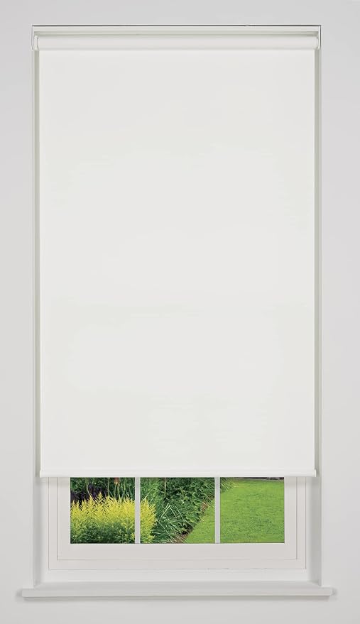 Customizable Cordless Light Filtering Sierra Collection Roller Shade, White 30" to 35" W X 36" H (Arrives 1/4" Narrower)