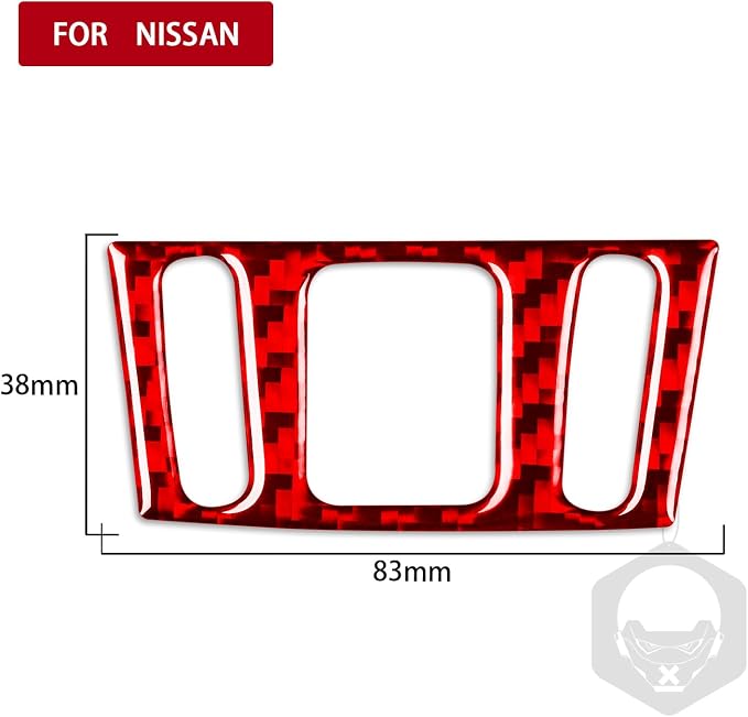 Red Real Carbon Fiber Trim for Nissan Rogue Accessories | for 2014-2020 / Rogue Sport 2017-2022 Hazard Light Panel Sticker Interior Thick Overlay Decal