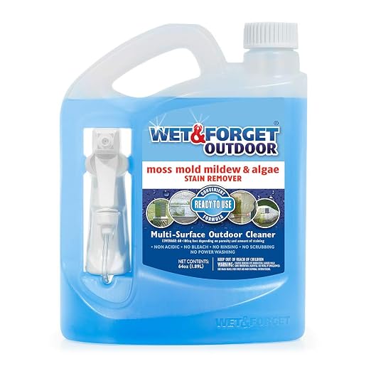 Wet & Forget Outdoor Moss, Mold, Mildew, & Algae Stain Remover Multi-Surface Cleaner, Ready to Use, 64 Ounce