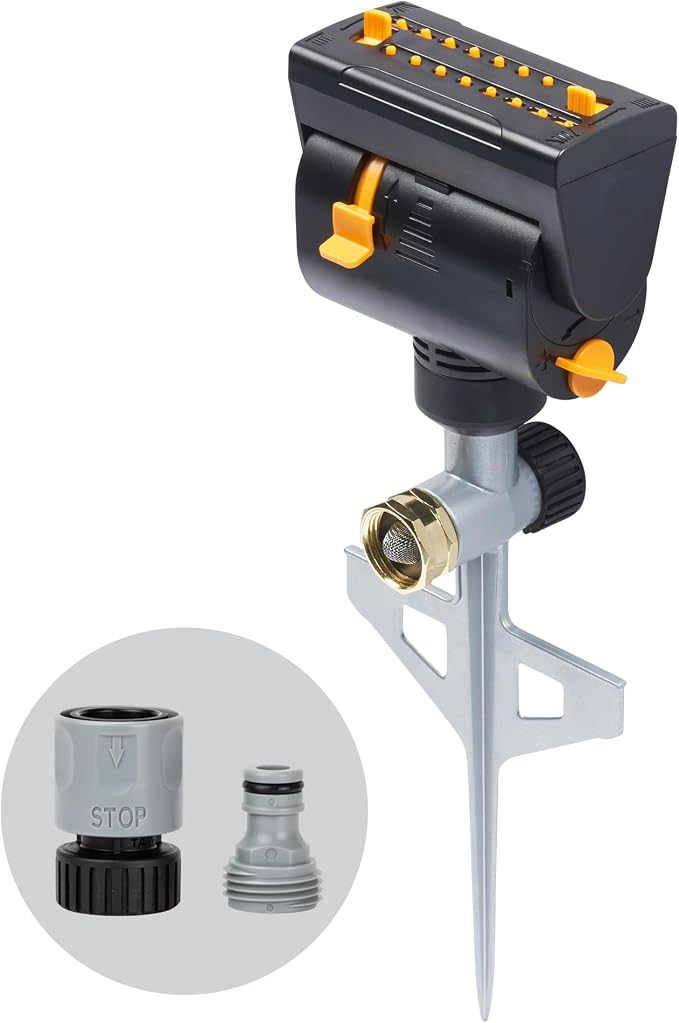 Melnor MiniMax Spike Sprinkler, 4000 Sq Ft: 360°, Flow, Width, Range Adjust