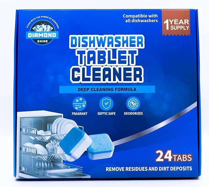 Diamond Shine Appliance Cleaner Bundle, 72 Tablets Total – Dishwasher, Garbage Disposal & Washing Machine Descaler Tabs – Septic Safe, Deodorizing, 1-Year Supply