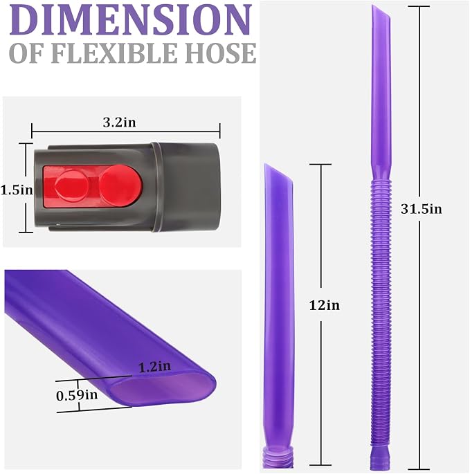 Dryer Vent Lint Cleaner Hose for Dyson Cordless Vacuum Cleaner V15 V15s Gen5 V12 V11 V10 V9 V8 V7,Crevice Gap Cleaner Nozzle Tool Attachments for Home/Car/Vehicle Cleaning