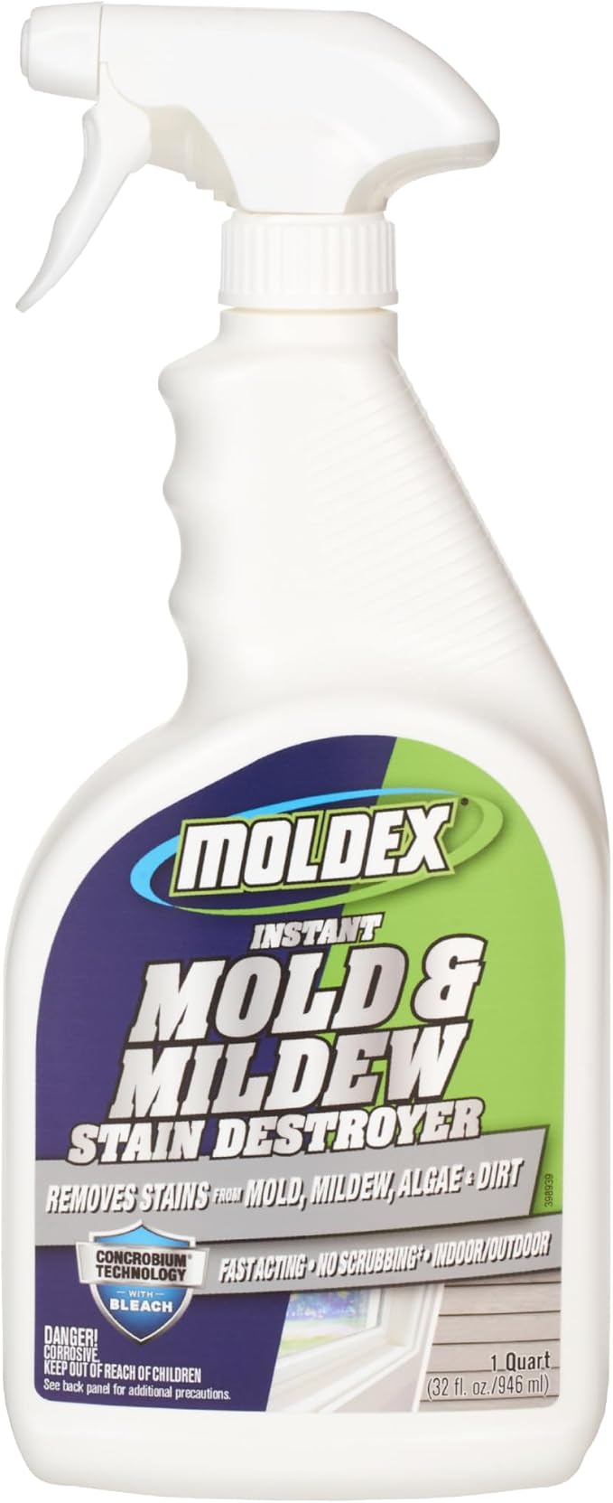 Moldex® Mold & Mildew Surface Stain Cleaner with Bleach, 32 oz – Fast Acting Spray for Tile, Grout, Siding and Outdoor Surfaces