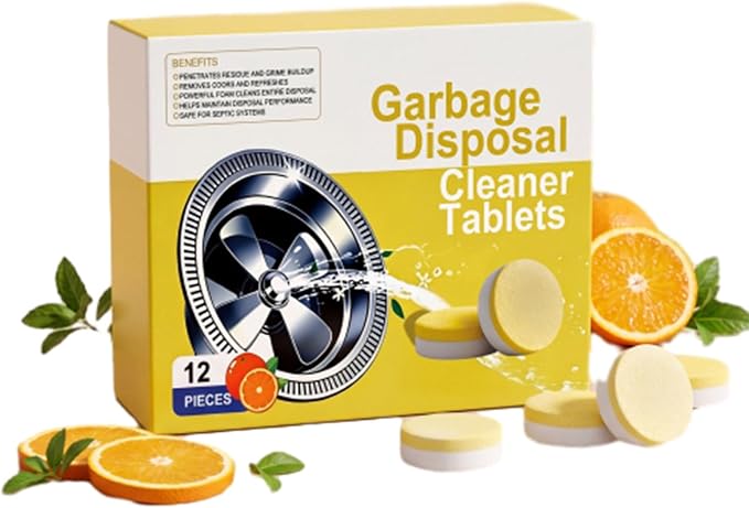 Deep Clean Disposal Tablets, Lemon-Scented Garbage Disposal Cleaner & Deodorizer for Kitchen Sink Drain,Keeps Kitchen Sink Fresh and Clean 12 Count, 1Box-12 Count, One Size