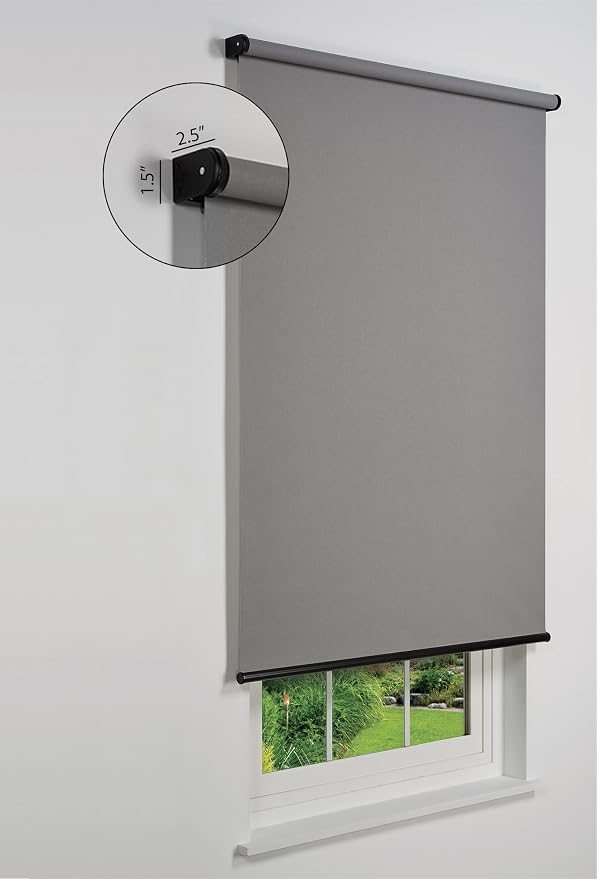 Customizable Cordless Light Filtering Sierra Collection Roller Shade, Light Grey 36" to 41" W X 48" H (Arrives 1/4" Narrower)