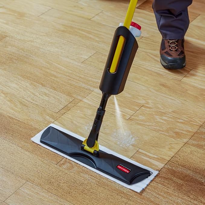 Rubbermaid Commercial Products HYGEN Disposable Microfiber Pad for Quick Connect Mop System, 8 Count, for 18" Frame, with Scrubbing/Scouring Stripes, Multisurface, for Dry and Wet Cleaning, 2182496