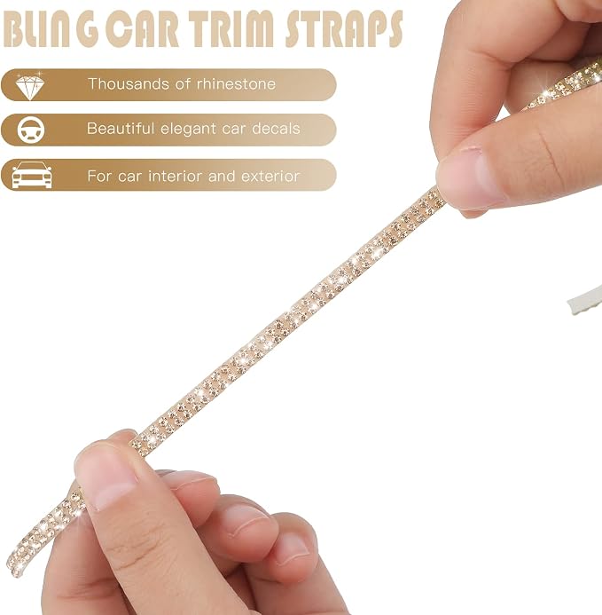 Kingdder 16.4 ft Bling Car Trim Self Adhesive Bling Car Accessories for Women Rhinestone Strip Glitter Diamond Sticker DIY Line Molding Dashboard Decal Shiny Auto Stuff for Interior Exterior Decor
