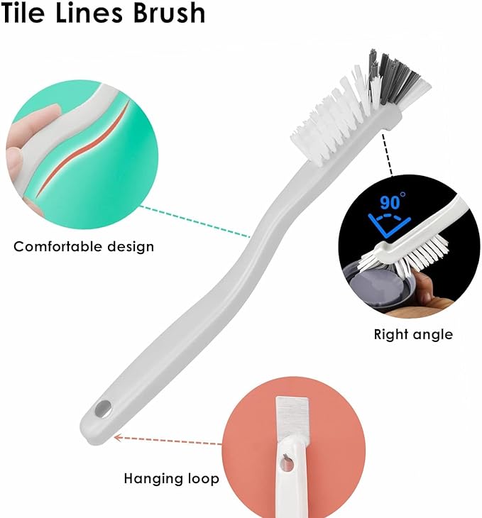 Kitchen Scrub Brush, Angle Cleaning Brush, Right Angle Scrub Brushs for Sink Household Dish Pot Pan Edge Corners, Upgraded Stiff Brushes for Small Space Crevice Cleaning with Stiff Bristle