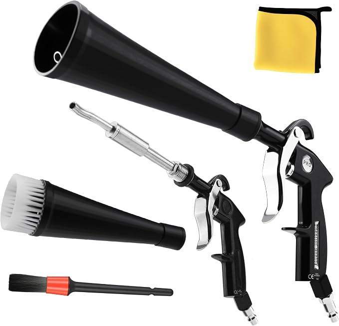 GOCCIDA Car Dry Cleaning Gun Tornado Air Blow Gun | Car Detailing Kit Interior Cleaner,Car Detailing Tools for Car Quickly Blasts Dirt and Dust with Nozzle and Dusting Brush