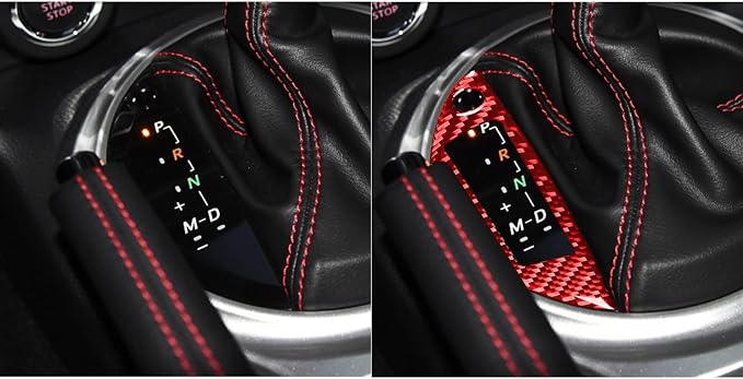 Red Gear Shift Box Panel Trim Stickers Compatible with Subaru BRZ/Scion FR-S/Toyota 86 2016 2017 2018 2019 2020 Car Interior Real Carbon Fiber Decals Accessories