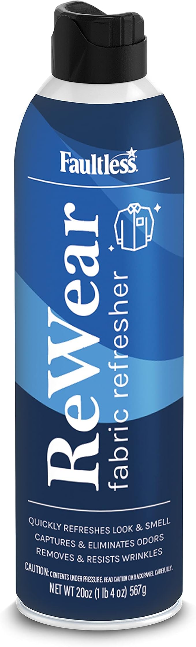 Faultless ReWear Dry Wash Spray for Clothing – Wrinkle Remover, Fabric Refresher Spray, Captures Odors – Like Dry Shampoo for Clothes: Fresh Look W/Out Laundry, 20oz 4Pack