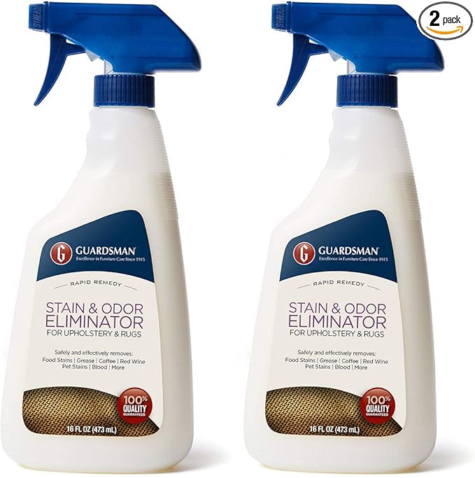 Guardsman 462600 Fabric Stain & Odor Eliminator, For Upholstery & Rugs, Removes Food Stains, Grease, Coffee, Red Wine, Blood, Pet Stains, 16 Fl Oz, 2 Pack