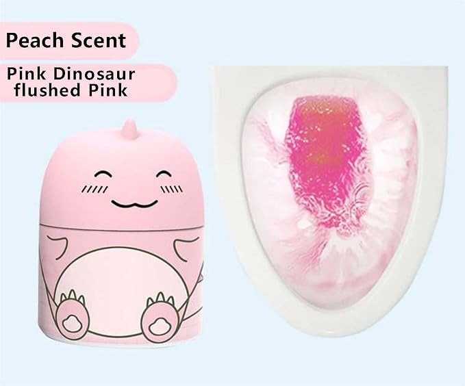 Toilet Bowl Cleaner Bottle Toilet Cleaning Tank Cleaner Pink Cute Dinosaur The Works Tank Bowl Cleaner Easy to Use Leaving Looking Fresh Decorative Household Bathroom Cleaning Supplies-Peach Scent