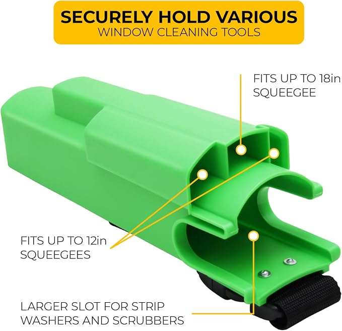 Window Cleaning Side Bucket On a Belt Holster Holds 3 Squeegees and a Washer