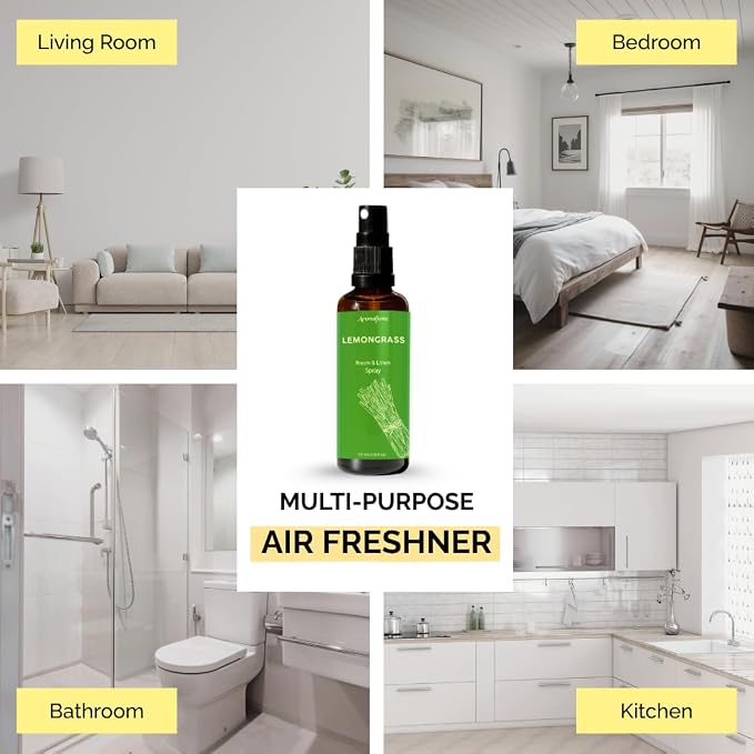 Lemon Air Freshener Spray for Room, Linen & Pillow 100ml by Aromafume | Made with Pure Lemon Essential Oil | Aromatherapy Spray to Revive & Uplift | Mist for Bedding, Fabrics