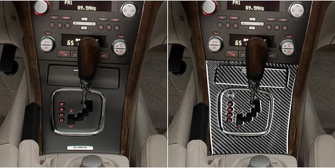 JKYUKU Real Carbon Fiber for Subaru Accessories Center Console Gear Shift | for Legacy/Outback 2005-2009, Black Center Console Gear Shift Panel Shifter Box Cover Sticker, Tool-Free Installation