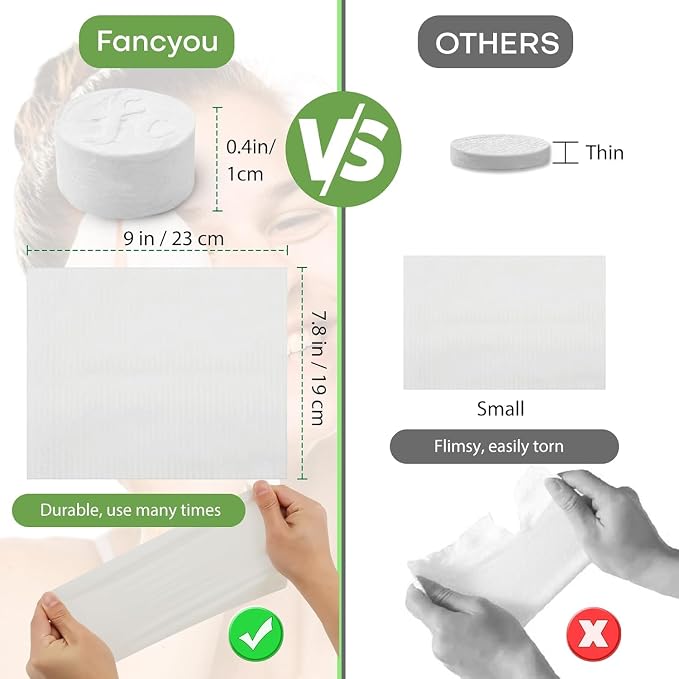 Compressed Towel Tablets 200 Count, Thicken Disposable Face Towel with 2 Carry Cases, Biodegradable & Compact, Cotton Clean Face Towels for Outdoor Camping Hiking Travel Gym BBQ Home
