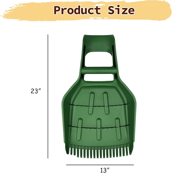 Ashfield & Harkness: Leaf Scoops - 2 Pack, Green - Rake Grabbers, Tine Edge Claw Hand Tools, Garden-Outdoor-Yard Work, Collect Grass Clippings-Plants