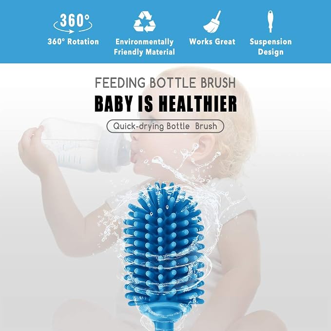 Silicone Bottle Cleaning Brush with Long Handle, Water Bottle Cleaner for Baby Bottles, Hydro Flask, Sports Bottle, Vase, Glassware, Perfect for Smaller Diameter Bottle Openings (Qty 1)