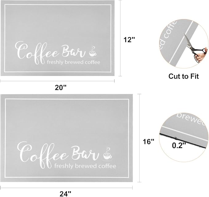 Findosom Dish Drying Mat, 16"x 24" Super Absorbent & Hide Stain Coffee Mat, Cuttable Drying Mat for Kitchen Counter, Coffee Bar Accessories, Under Dish Rack, Coffee Maker, Espresso Machine, LightGrey
