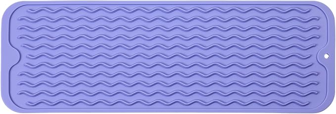 MicoYang Silicone Dish Drying Mat for Multiple Usage,Easy clean,Eco-friendly,Heat-resistant Silicone Mat for Kitchen Counter,Sink,Bar,Bottle,or Cup Light Purple M 17 inches x 6 inches