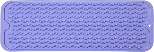 MicoYang Silicone Dish Drying Mat for Multiple Usage,Easy clean,Eco-friendly,Heat-resistant Silicone Mat for Kitchen Counter,Sink,Bar,Bottle,or Cup Light Purple M 17 inches x 6 inches