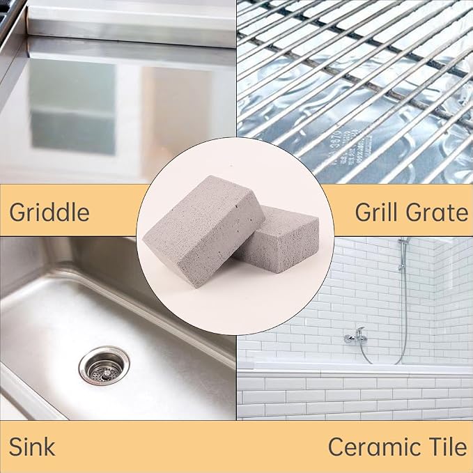 8 Pack Grill Brick & Griddle Stone Cleaning Block, Pumice Stone for Cleaning Oven, Stove, BBQ Grill, Commercial Grade Cleaner for Cookers, Frying Pans, Racks, Flat Tops