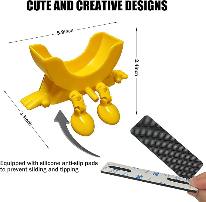 Cute Hanging Sponge Holder with Drainage,3D Printed Kitchen Funny Sponge Stand for Sink,with non-slip pads,Suitable for Scrub Daddy Holder,Keeps Your Sponge Dry Smiling (Yellow)