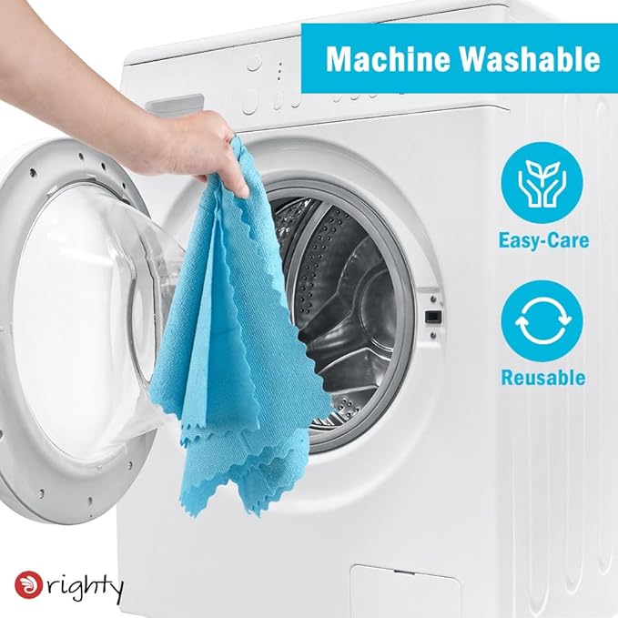 Orighty Microfiber Cleaning Cloth 5 Pack, Blue Cleaning Rags 12x11 inch | Microfiber Towels for Cars, Highly Absorbent Household Cleaning Supplies, Reusable Lint Free Cloths for House, Kitchen