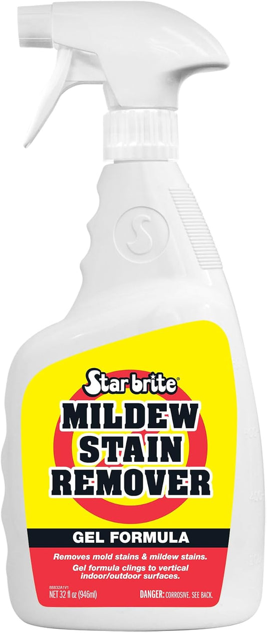 STAR BRITE Mildew Stain Remover Gel Formula for Boats, Vinyl, Tile, Grout, Fabrics & Outdoor Surfaces – Fast-Acting Mold & Mildew Cleaner that Clings to Vertical Areas