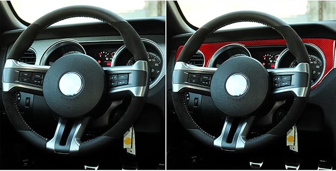 Real Carbon Fiber Trim for Ford Mustang Accessories | for 2009 2010 2011 2012 2013 2014 Instrument Panel Center Dash Cover Interior Thick Overlay Decal