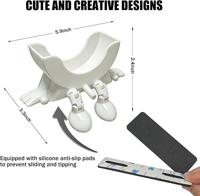 Cute Hanging Sponge Holder with Drainage,3D Printed Kitchen Funny Sponge Stand for Sink,with non-slip pads,Suitable for Scrub Daddy Holder,Keeps Your Sponge Dry Smiling (White)