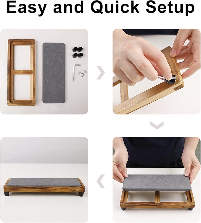 HTB Teak Instant Sink Caddy Organizer, Absorbing Stone Bathroom Tray Grey | Teak, Keep Dry, Caddy Organizer, Water Absorbing Stone, Non-Slip, Bathroom, Quick Drying, Grey