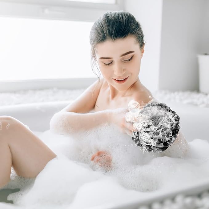 Fu Store Loofah Sponge Shower Loofahs 70g Bath Sponges Mesh Balls 4 Colors Body Scrubber Exfoliator Wash Back Scrubber Bathroom Men Women Scrubbers Cleaning Bathing Accessories